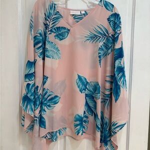 Belle by Kim Gravel Malibu Palms . Pink and blue. Size 1X
